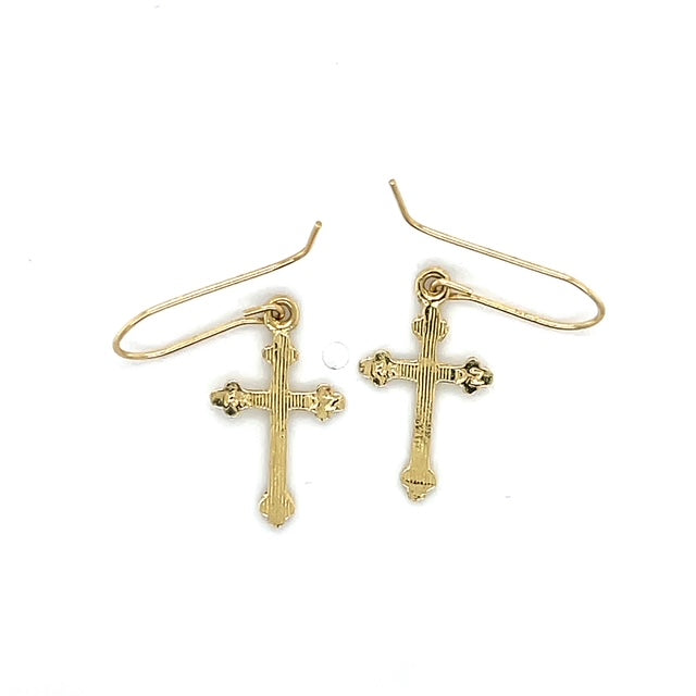 14K Yellow Gold Cross Earrings; 0.4DWT; 0.7g