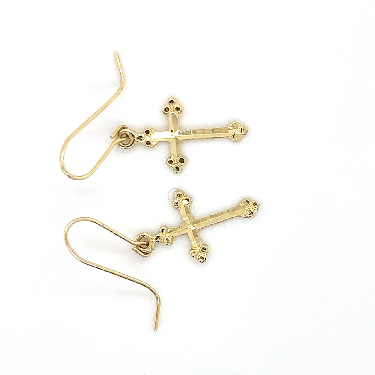 14K Yellow Gold Cross Earrings; 0.4DWT; 0.7g