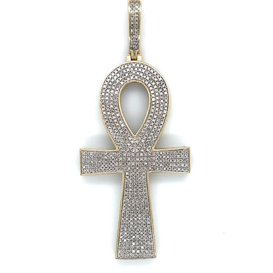 10K Yellow Gold Diamond Ankh Pendant; 1.0CTW; 15.7g
