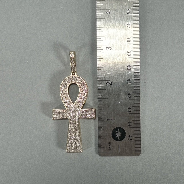 10K Yellow Gold Diamond Ankh Pendant; 1.0CTW; 15.7g
