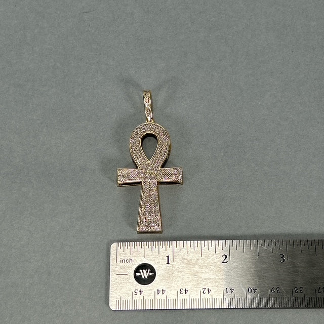 10K Yellow Gold Diamond Ankh Pendant; 1.0CTW; 15.7g