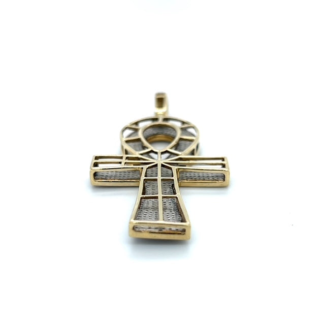10K Yellow Gold Diamond Ankh Pendant; 1.0CTW; 15.7g