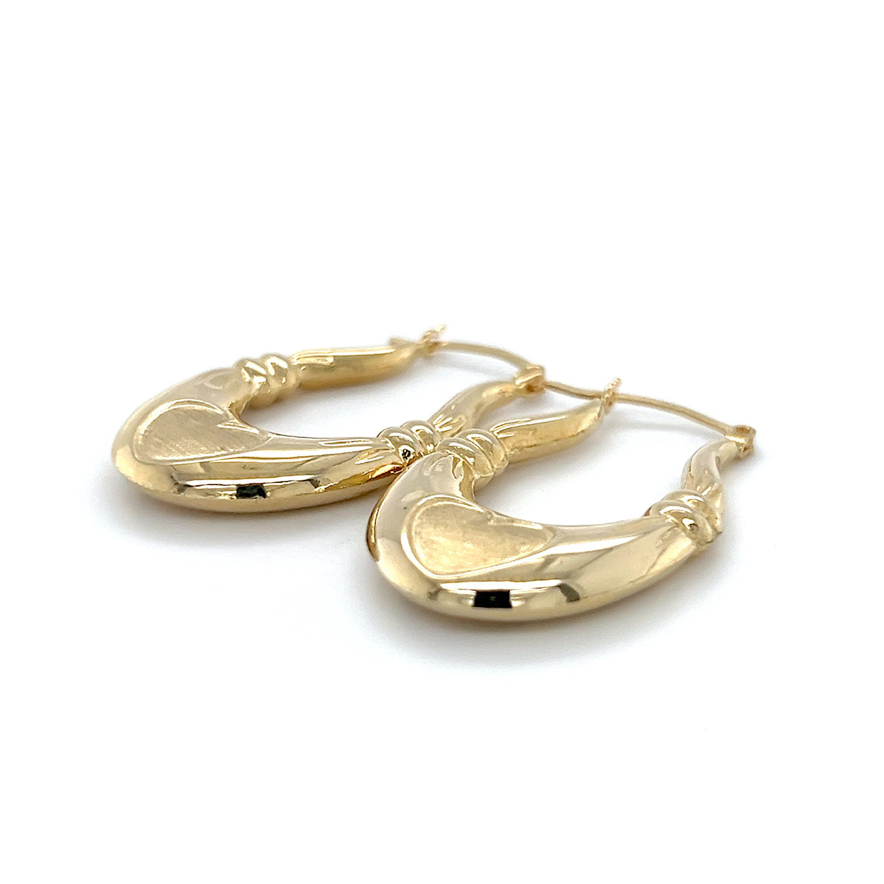 14K Yellow Gold Heart Hoop Earrings; 2.3DWT; 3.6g