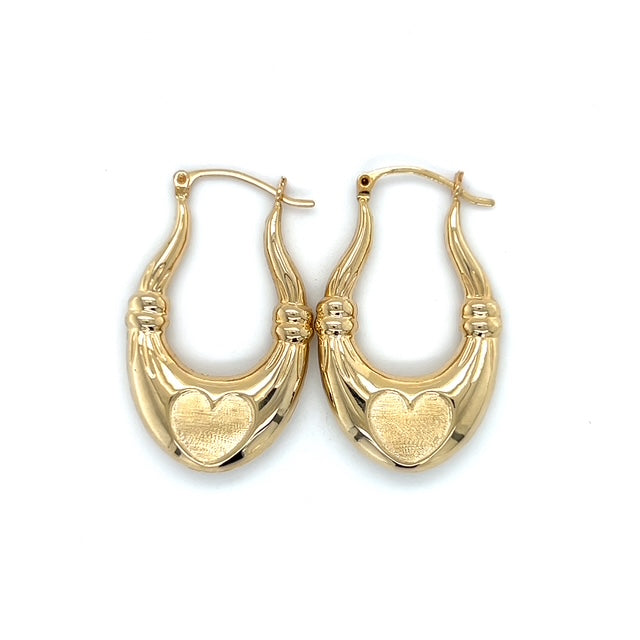 14K Yellow Gold Heart Hoop Earrings; 2.3DWT; 3.6g