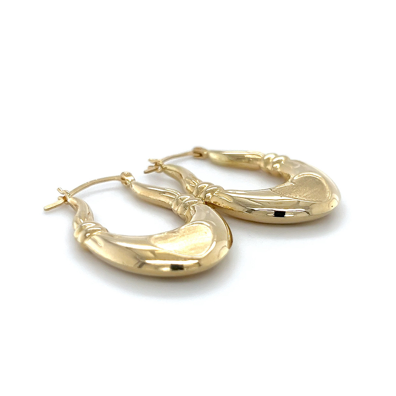 14K Yellow Gold Heart Hoop Earrings; 2.3DWT; 3.6g