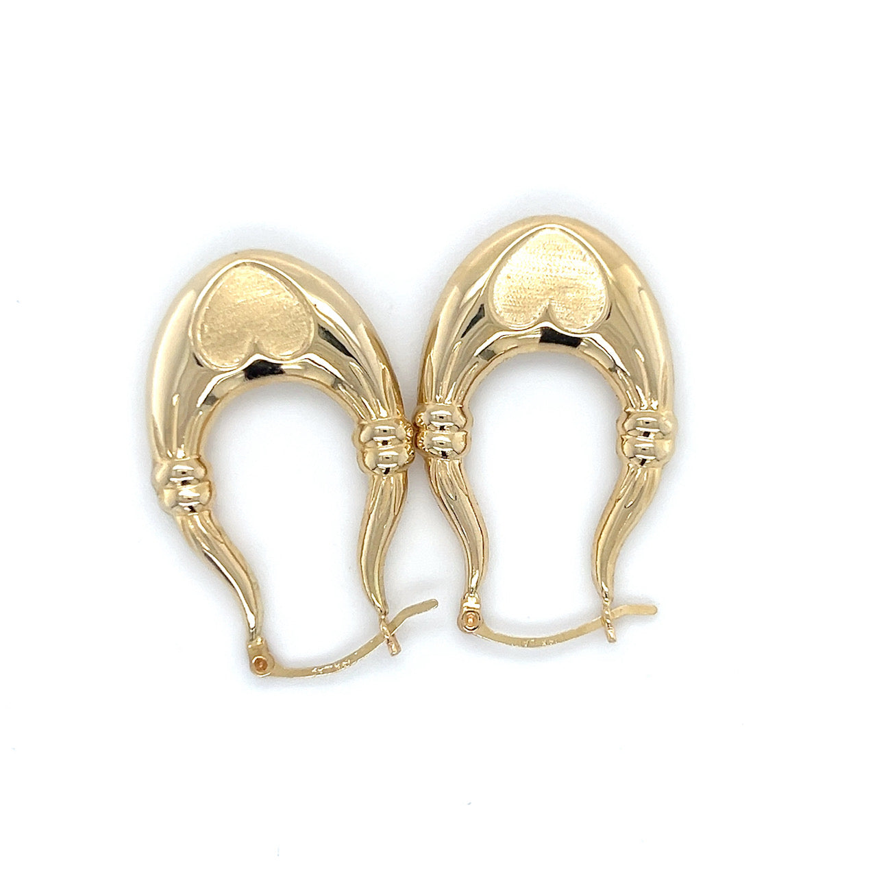 14K Yellow Gold Heart Hoop Earrings; 2.3DWT; 3.6g