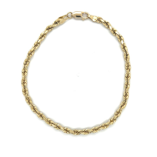 10K Yellow Gold 8" Rope Bracelet; 3.7DWT; 5.7g