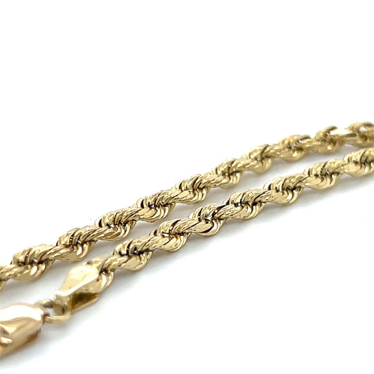 10K Yellow Gold 8" Rope Bracelet; 3.7DWT; 5.7g