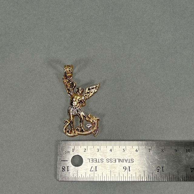 10K Two-Tone Gold St. Michael Pendant; 3.6DWT; 5.5g