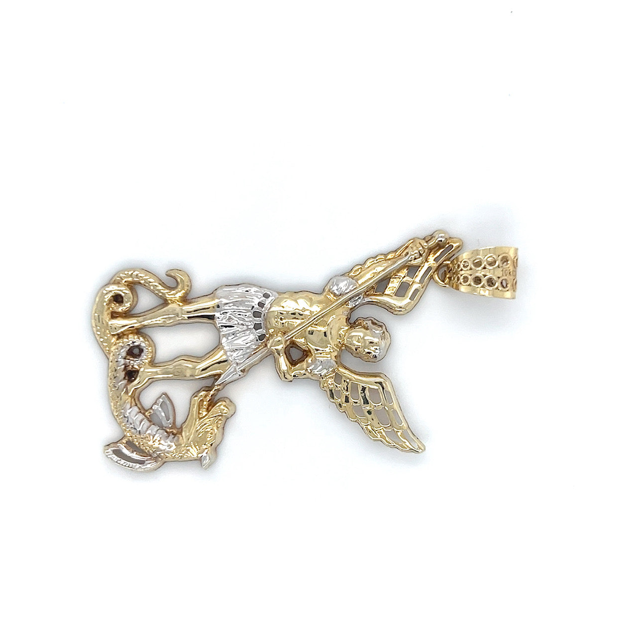 10K Two-Tone Gold St. Michael Pendant; 3.6DWT; 5.5g