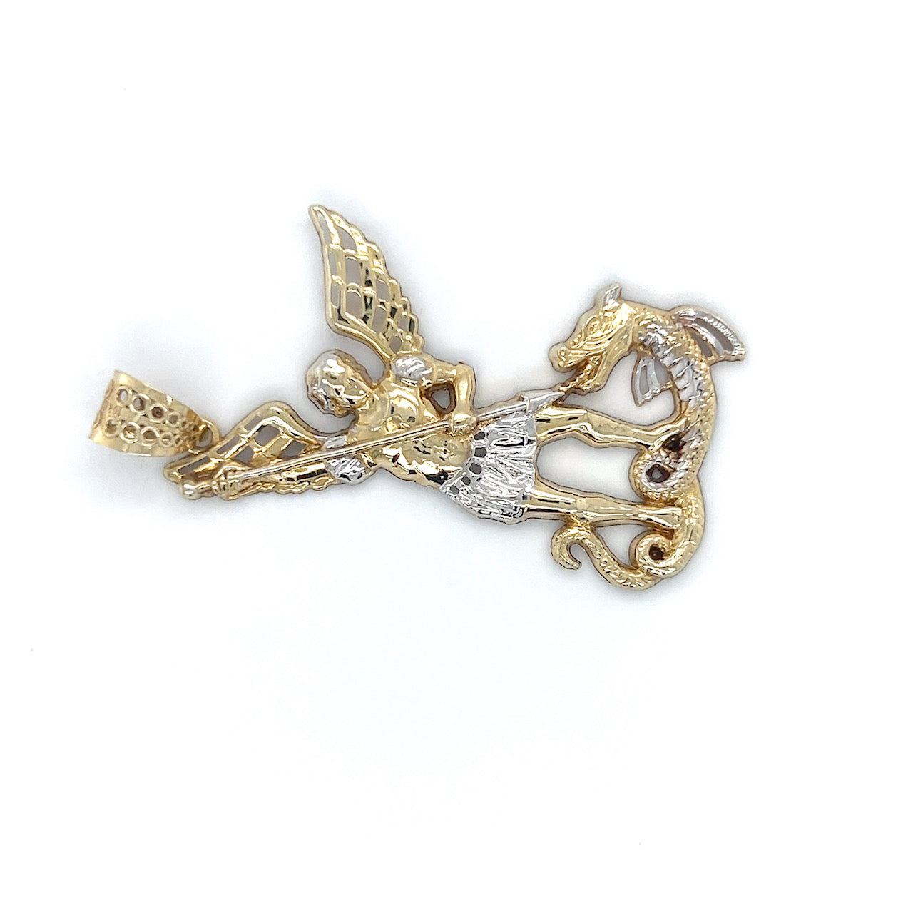 10K Two-Tone Gold St. Michael Pendant; 3.6DWT; 5.5g