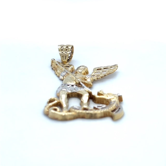 10K Two-Tone Gold St. Michael Pendant; 3.6DWT; 5.5g