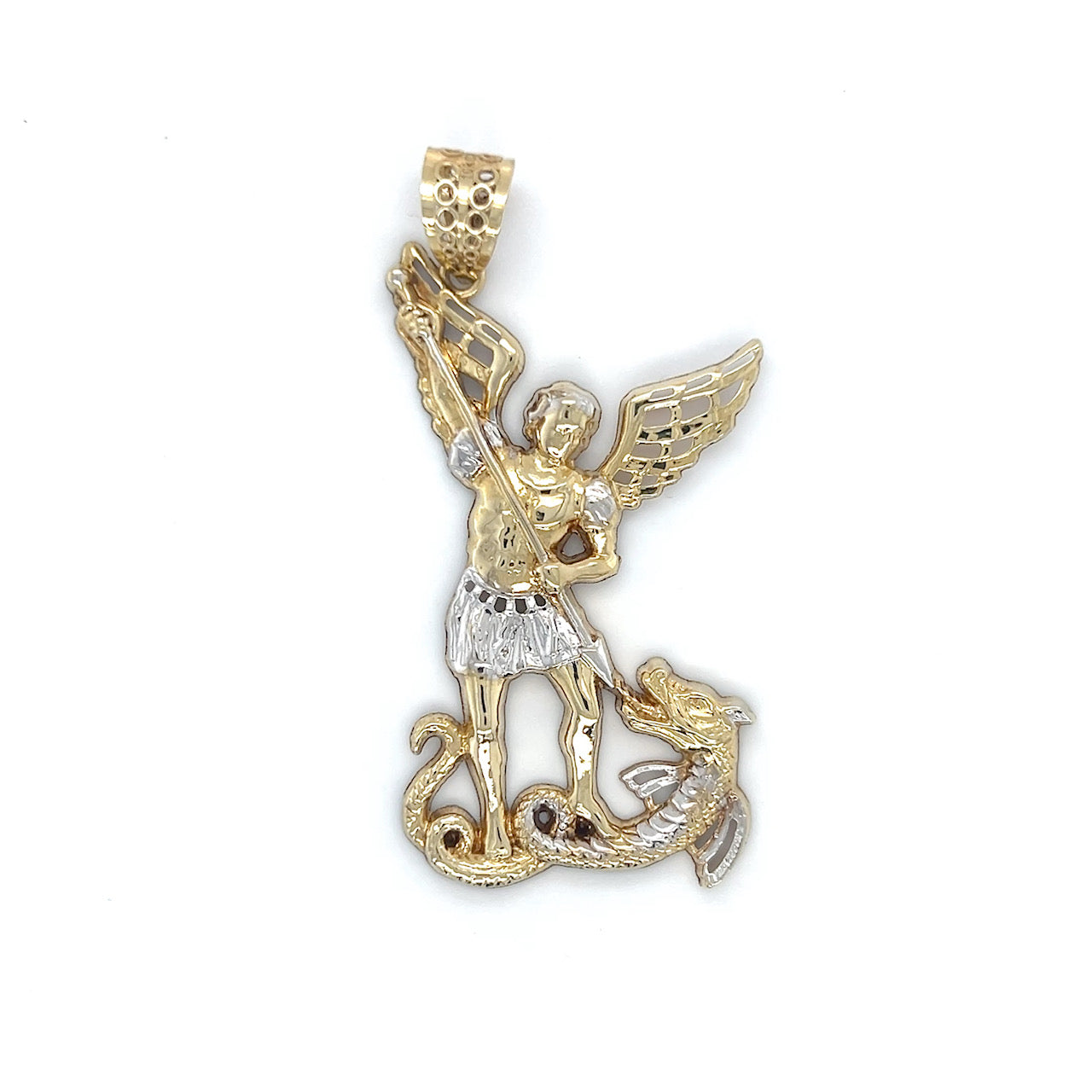 10K Two-Tone Gold St. Michael Pendant; 3.6DWT; 5.5g