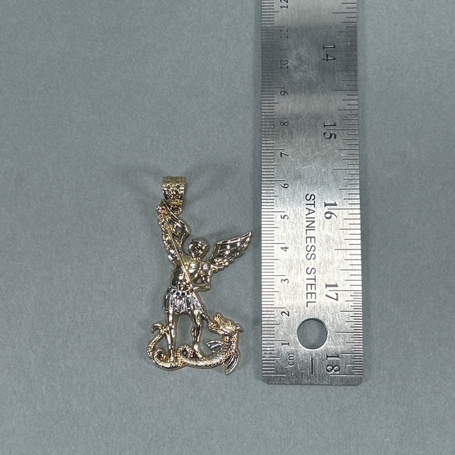 10K Two-Tone Gold St. Michael Pendant; 3.6DWT; 5.5g