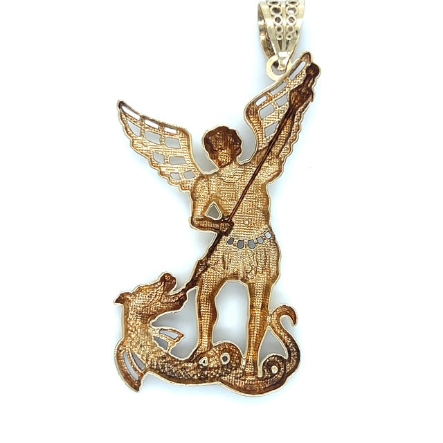 10K Two-Tone Gold St. Michael Pendant; 3.6DWT; 5.5g