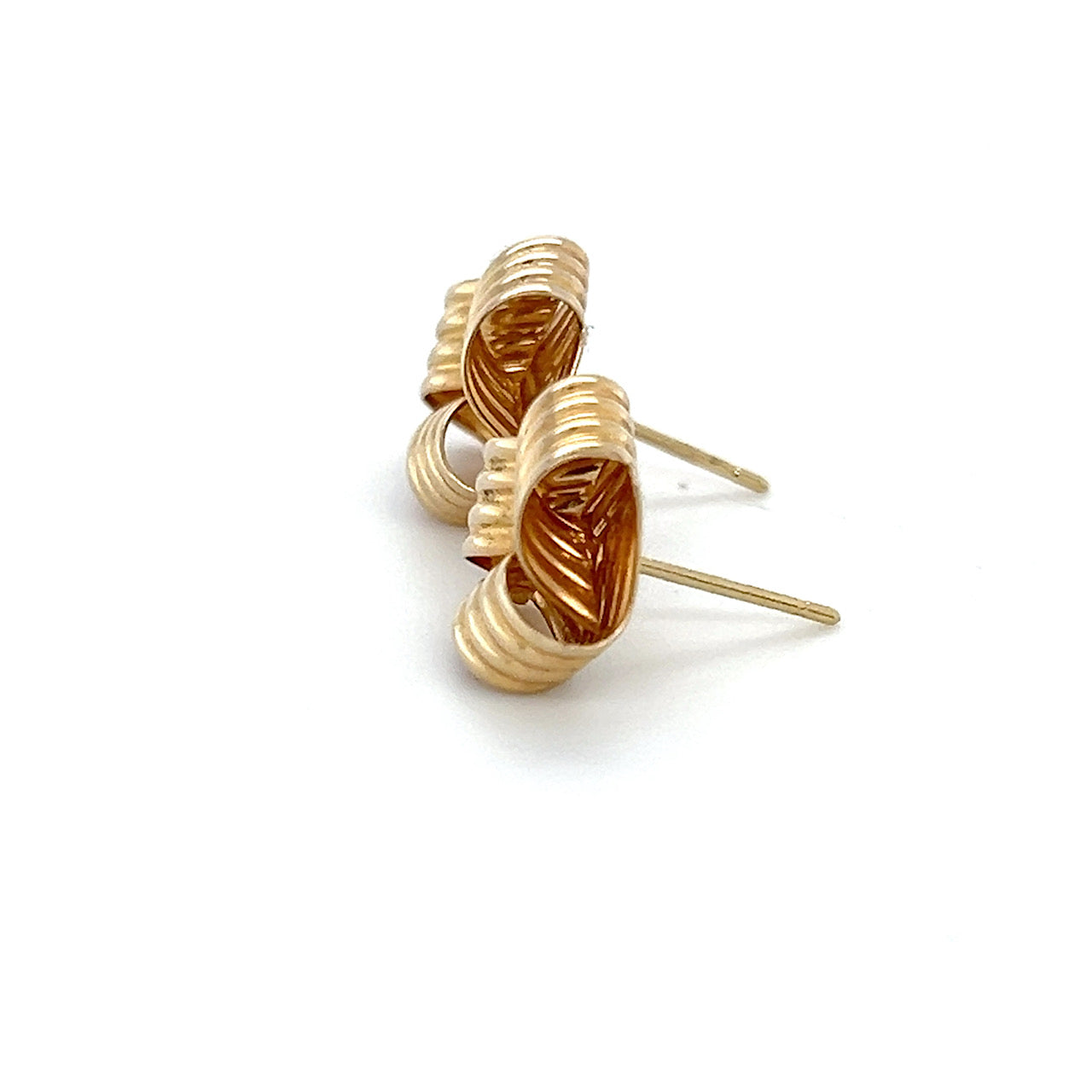 14K Yellow Gold Ribbed Knot Stud Earrings; 0.7DWT; 1.2g