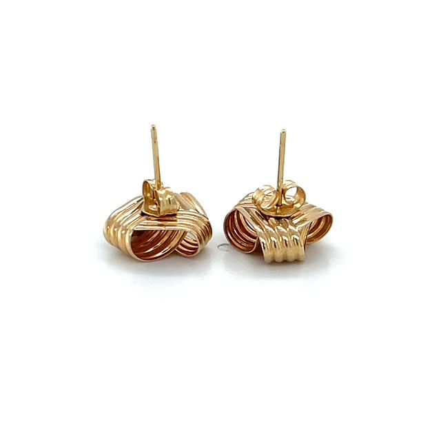 14K Yellow Gold Ribbed Knot Stud Earrings; 0.7DWT; 1.2g