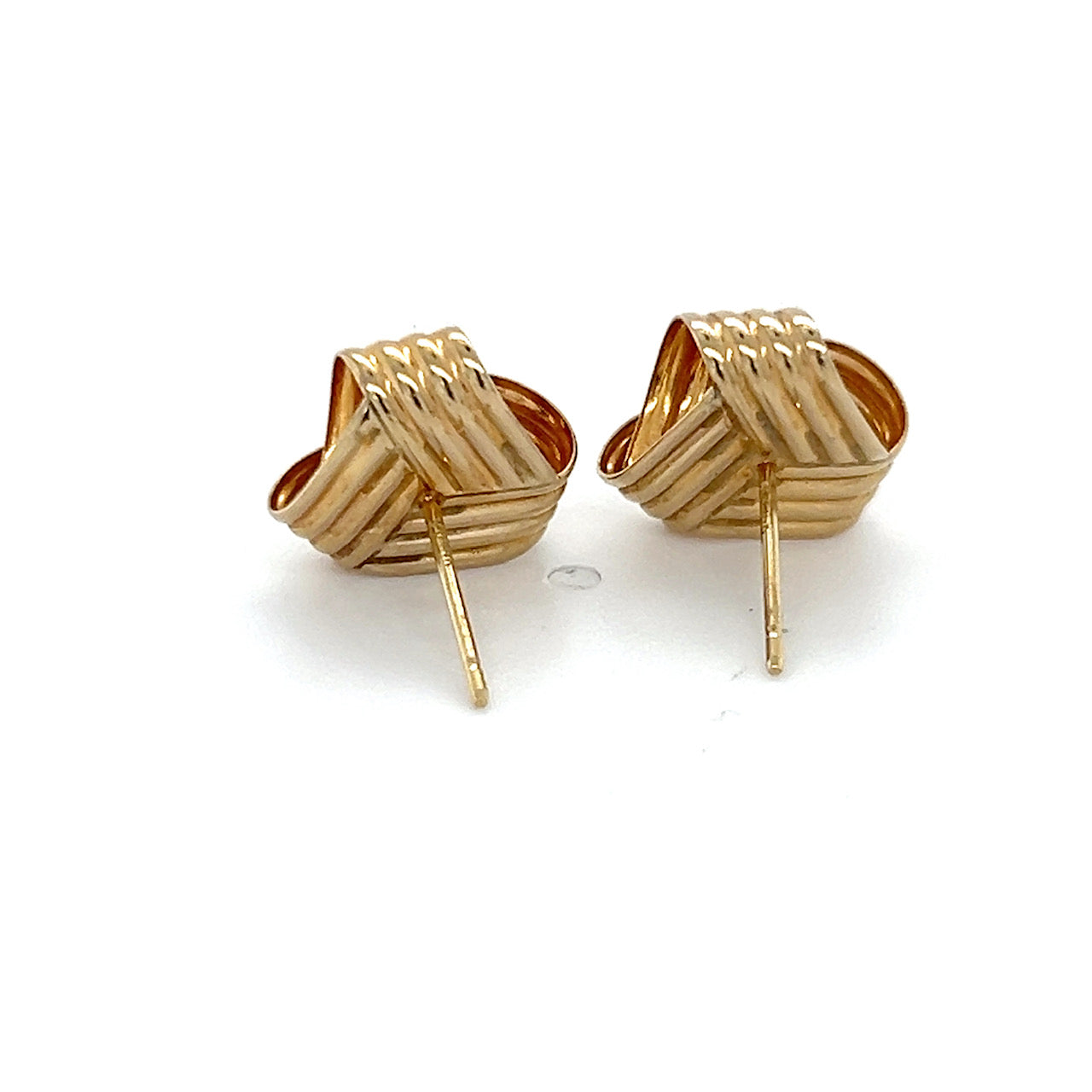 14K Yellow Gold Ribbed Knot Stud Earrings; 0.7DWT; 1.2g