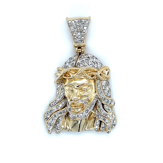 10K Two-Tone Gold Diamond Jesus Pendant; 0.25CTW; 9.3g
