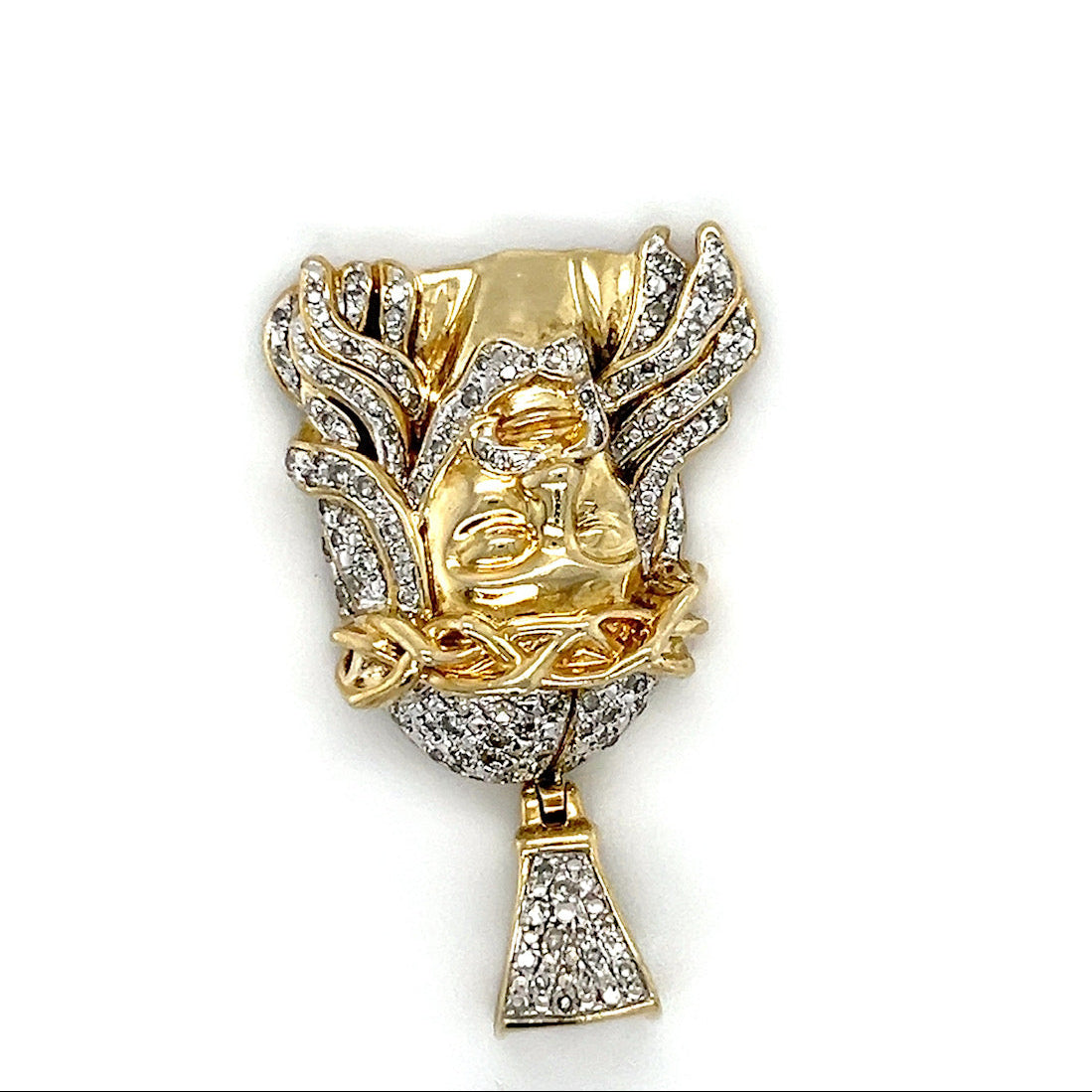 10K Two-Tone Gold Diamond Jesus Pendant; 0.25CTW; 9.3g