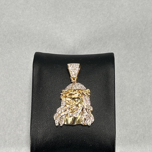 10K Two-Tone Gold Diamond Jesus Pendant; 0.25CTW; 9.3g