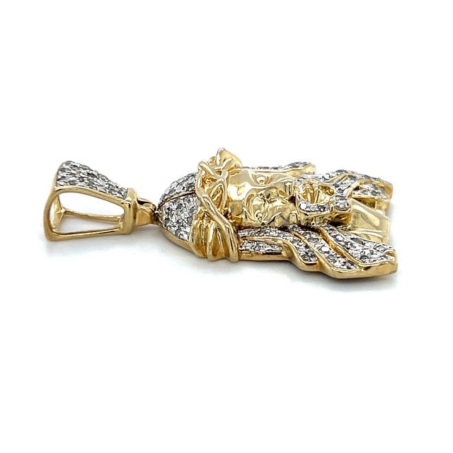 10K Two-Tone Gold Diamond Jesus Pendant; 0.25CTW; 9.3g