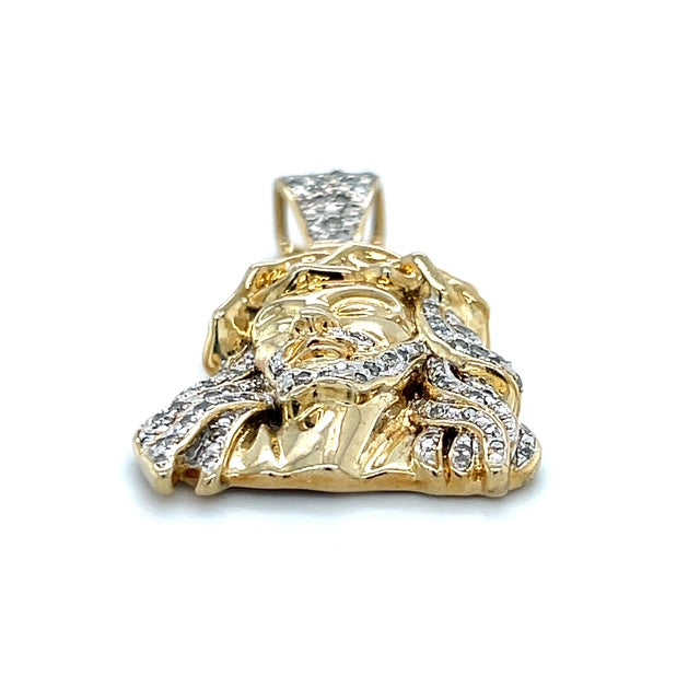 10K Two-Tone Gold Diamond Jesus Pendant; 0.25CTW; 9.3g