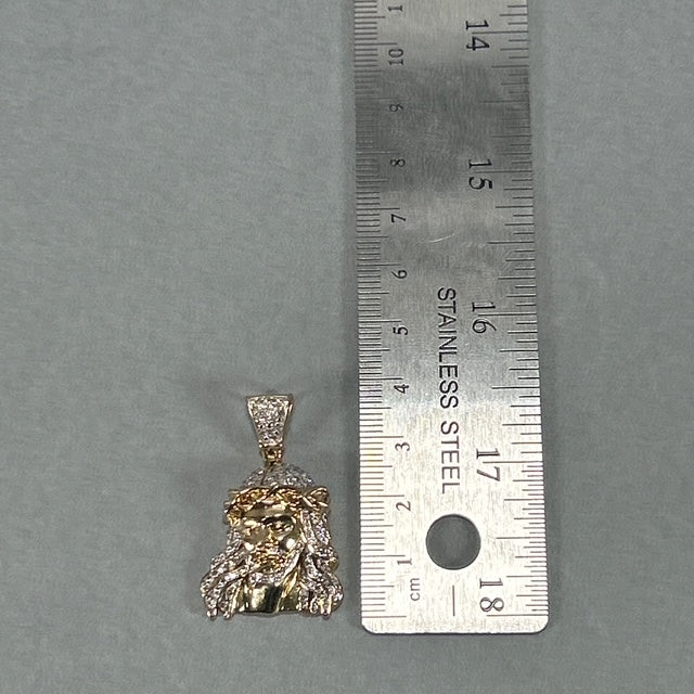 10K Two-Tone Gold Diamond Jesus Pendant; 0.25CTW; 9.3g