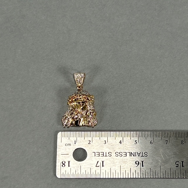 10K Two-Tone Gold Diamond Jesus Pendant; 0.25CTW; 9.3g