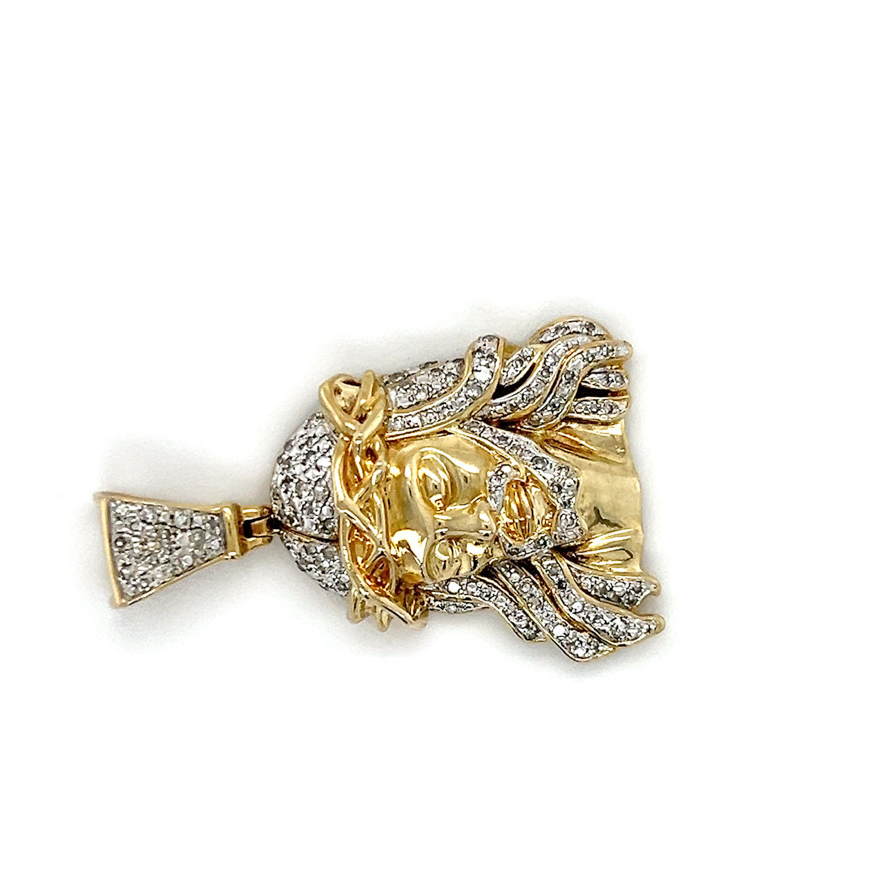 10K Two-Tone Gold Diamond Jesus Pendant; 0.25CTW; 9.3g