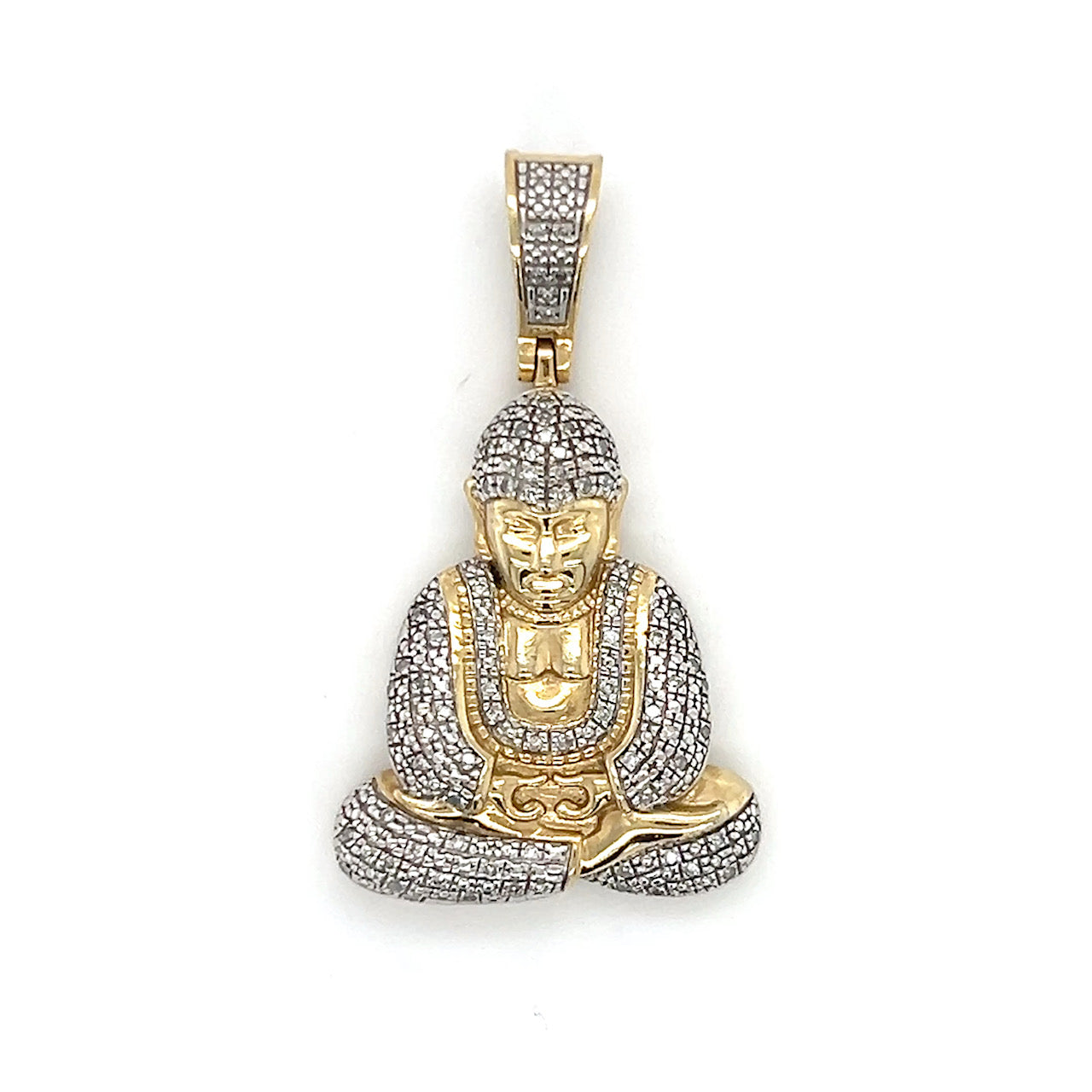 10K Two-Tone Gold Diamond Buddha Pendant; 0.10CTW; 6g