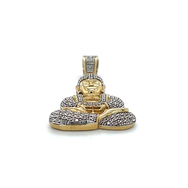 10K Two-Tone Gold Diamond Buddha Pendant; 0.10CTW; 6g