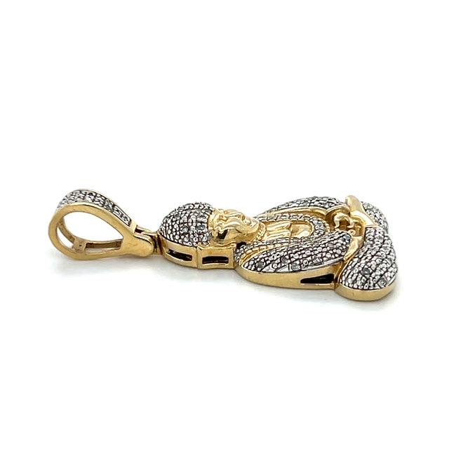 10K Two-Tone Gold Diamond Buddha Pendant; 0.10CTW; 6g