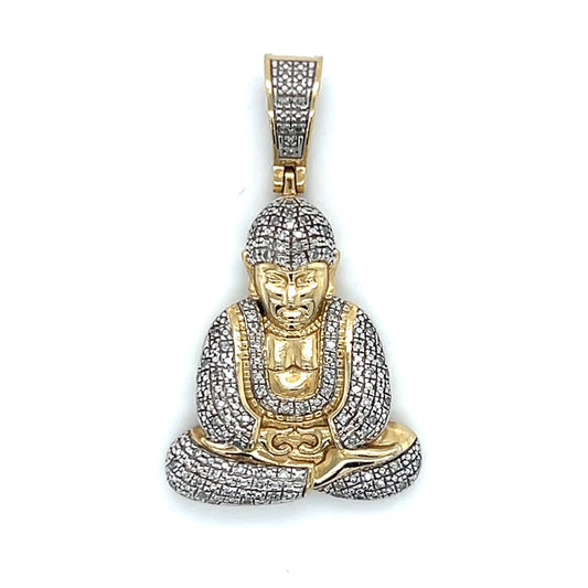 10K Two-Tone Gold Diamond Buddha Pendant; 0.10CTW; 6g