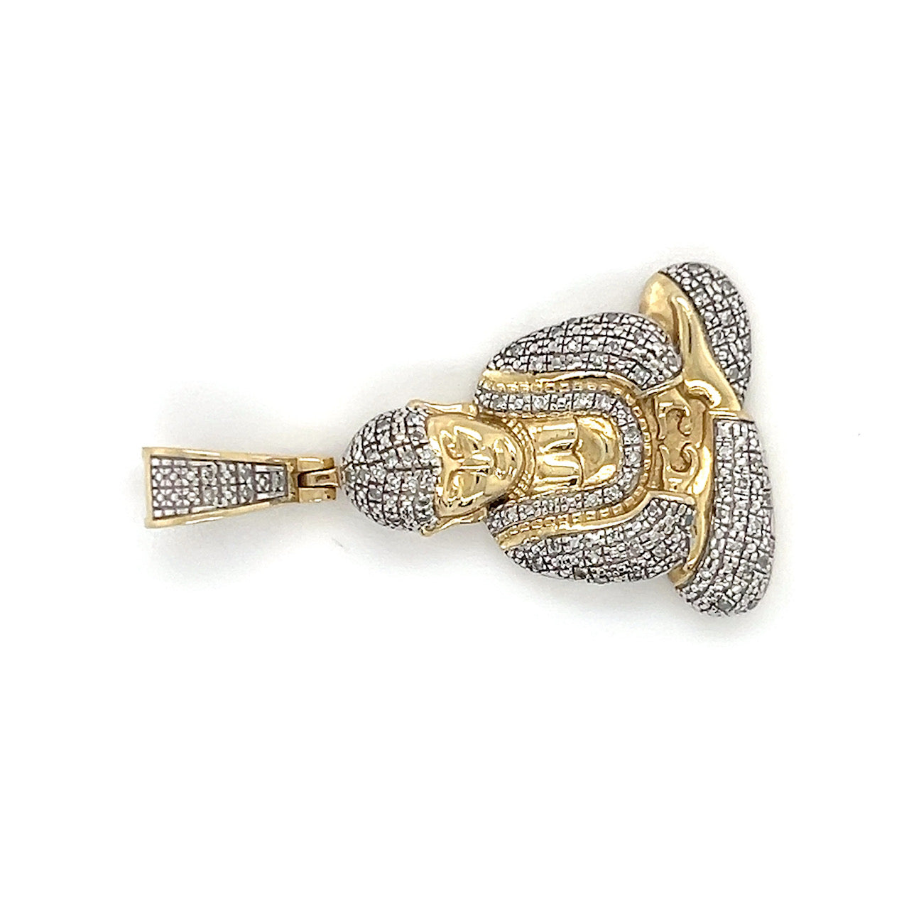 10K Two-Tone Gold Diamond Buddha Pendant; 0.10CTW; 6g