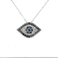 14K White Gold Diamond Eye Pendant on 22" Chain Necklace