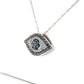 14K White Gold Diamond Eye Pendant on 22" Chain Necklace
