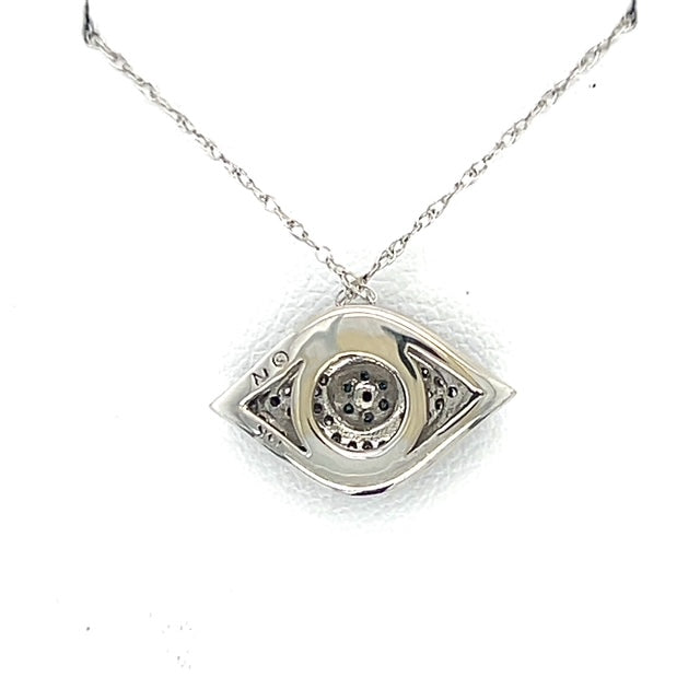 14K White Gold Diamond Eye Pendant on 22" Chain Necklace