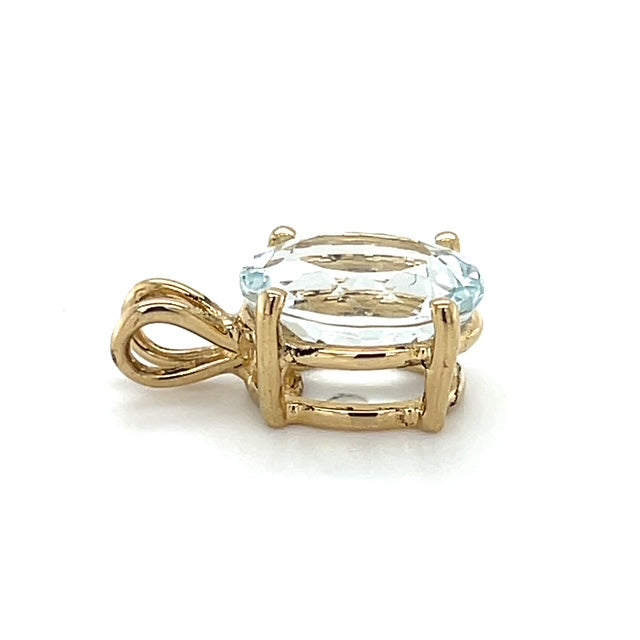 14K Yellow Gold Aquamarine Pendant; 1.3DWT; 2g
