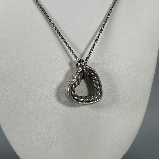 925 Sterling Silver David Yurman Cable Heart Necklace