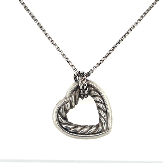 925 Sterling Silver David Yurman Cable Heart Necklace