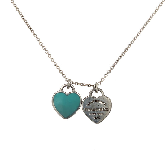 925 Sterling Return to Tiffany & Co. 16" Double Heart Tag Necklace