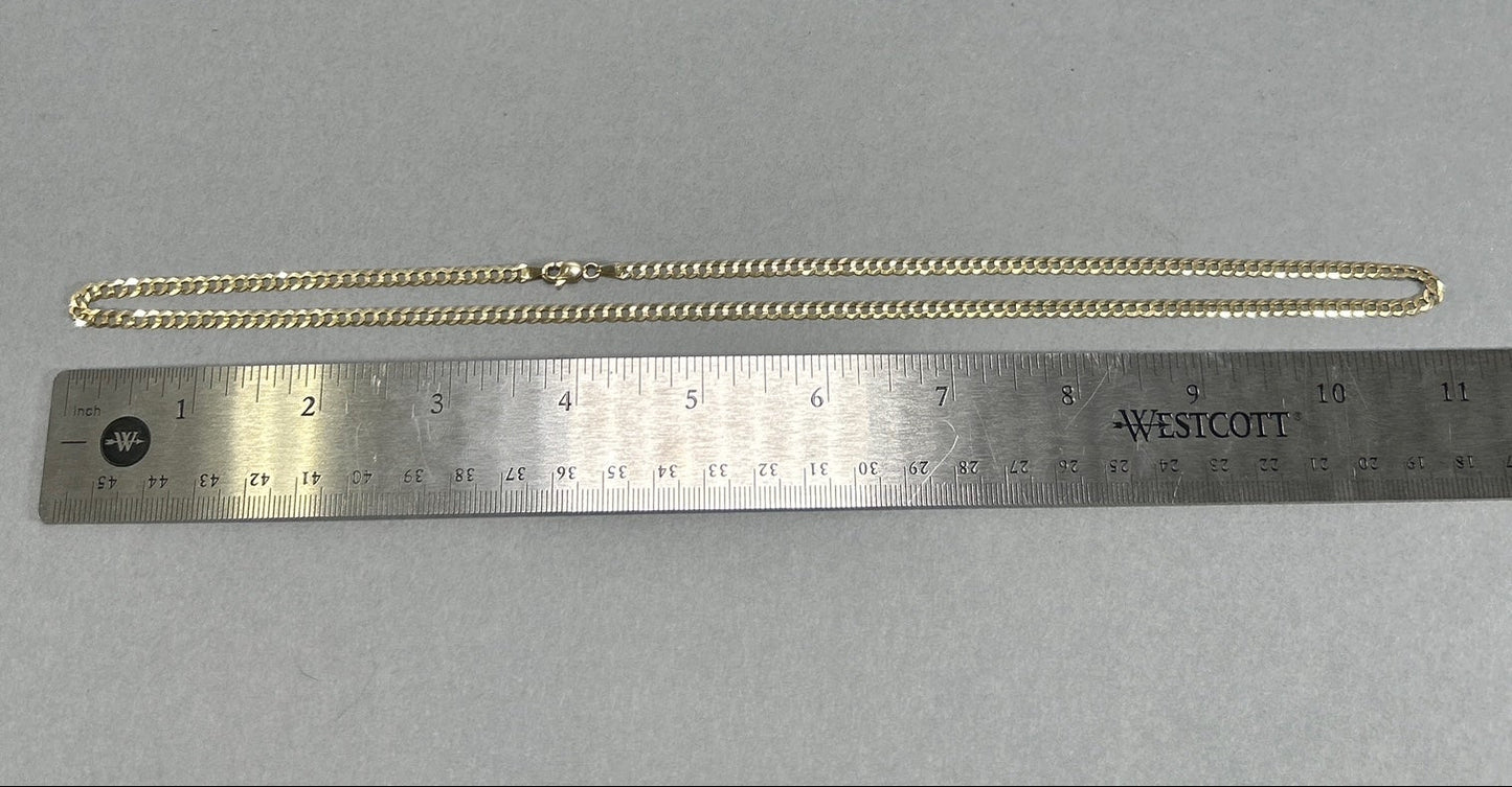14K Yellow Gold 22" Curb Chain; 8.3g
