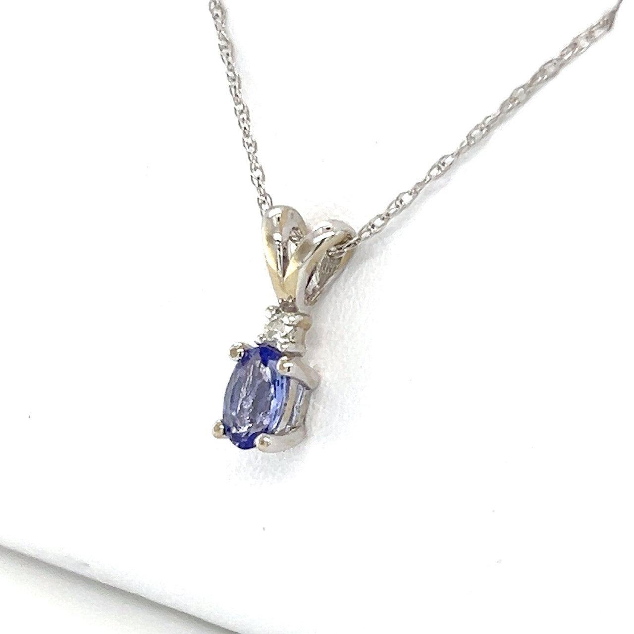 10K White Gold Amethyst Pendant on 16" Chain Necklace