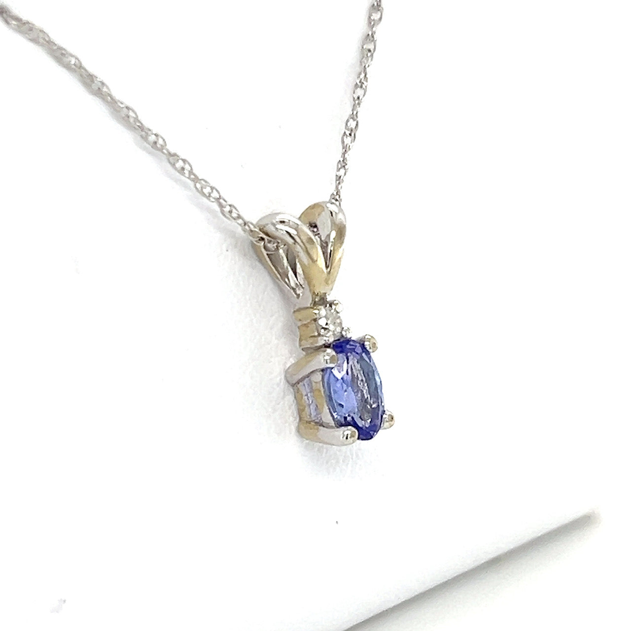 10K White Gold Amethyst Pendant on 16" Chain Necklace