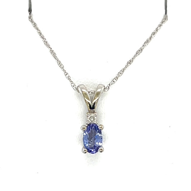 10K White Gold Amethyst Pendant on 16" Chain Necklace