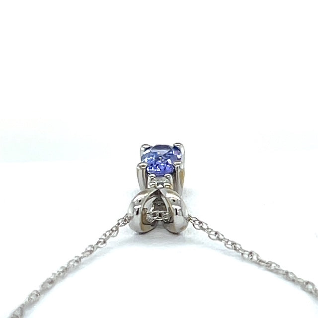 10K White Gold Amethyst Pendant on 16" Chain Necklace
