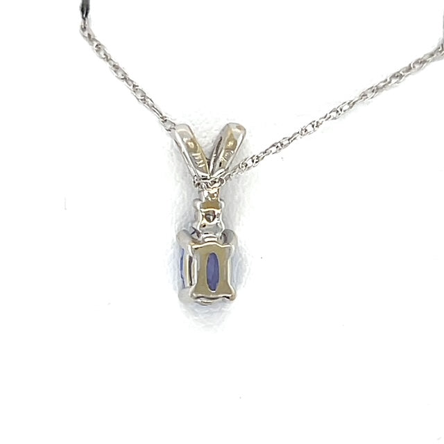 10K White Gold Amethyst Pendant on 16" Chain Necklace