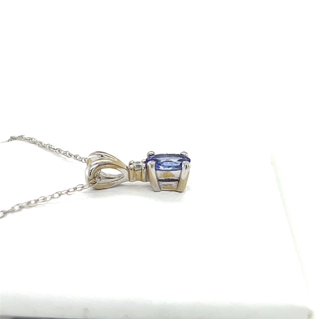 10K White Gold Amethyst Pendant on 16" Chain Necklace