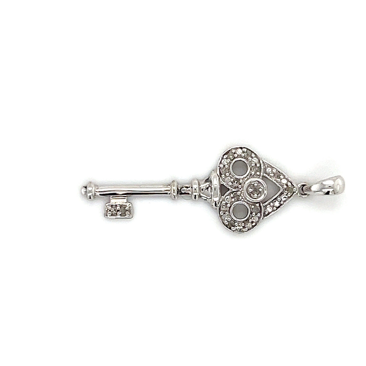 10K White Gold Natural Diamond Accent Key Pendant; 0.9DWT; 1.4g